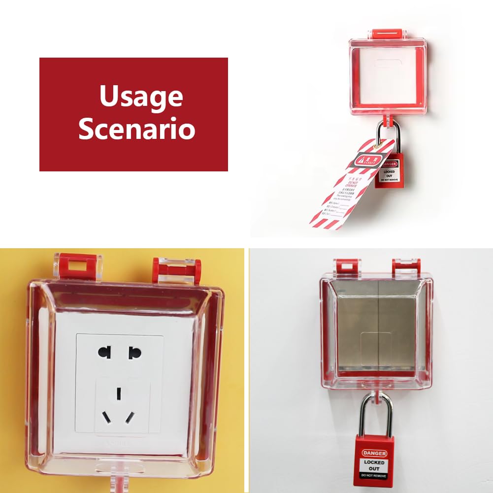 Emergency Stop Push Button Cover Lock,Removable Base 2.95~3.46 inch
