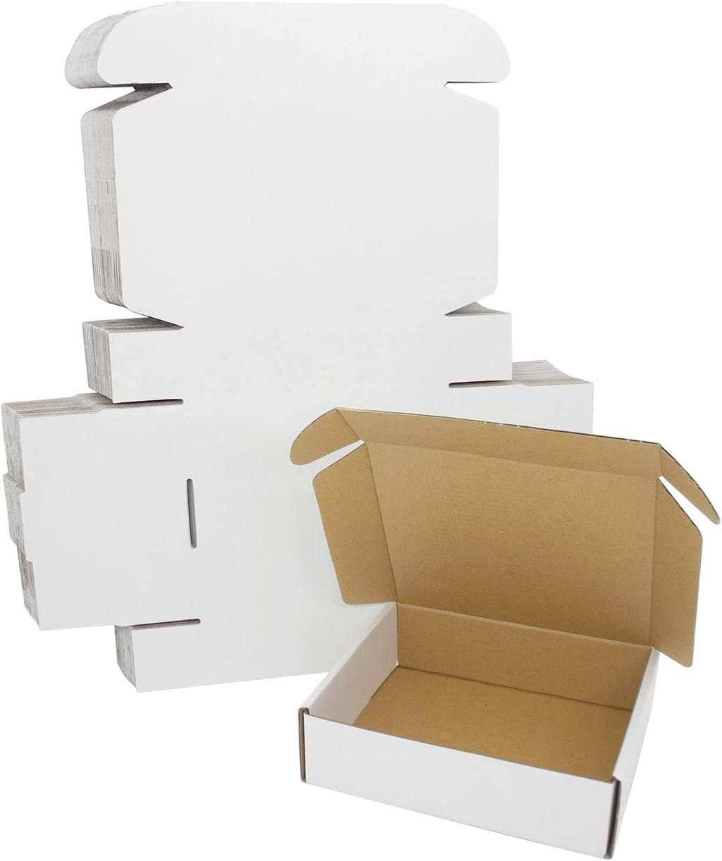 7x6x2 Shipping Boxes, Small Cardboard Box White Mailing Flat Corrugated Literature Mailer for Small Business