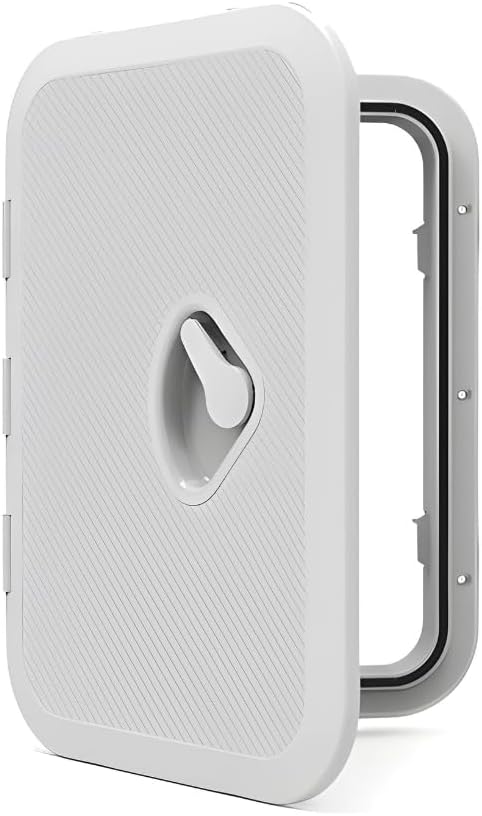 SEAFLO Marine Boat Deck Rectangular Access Hatch - White/Black, Lock and Key/Regular