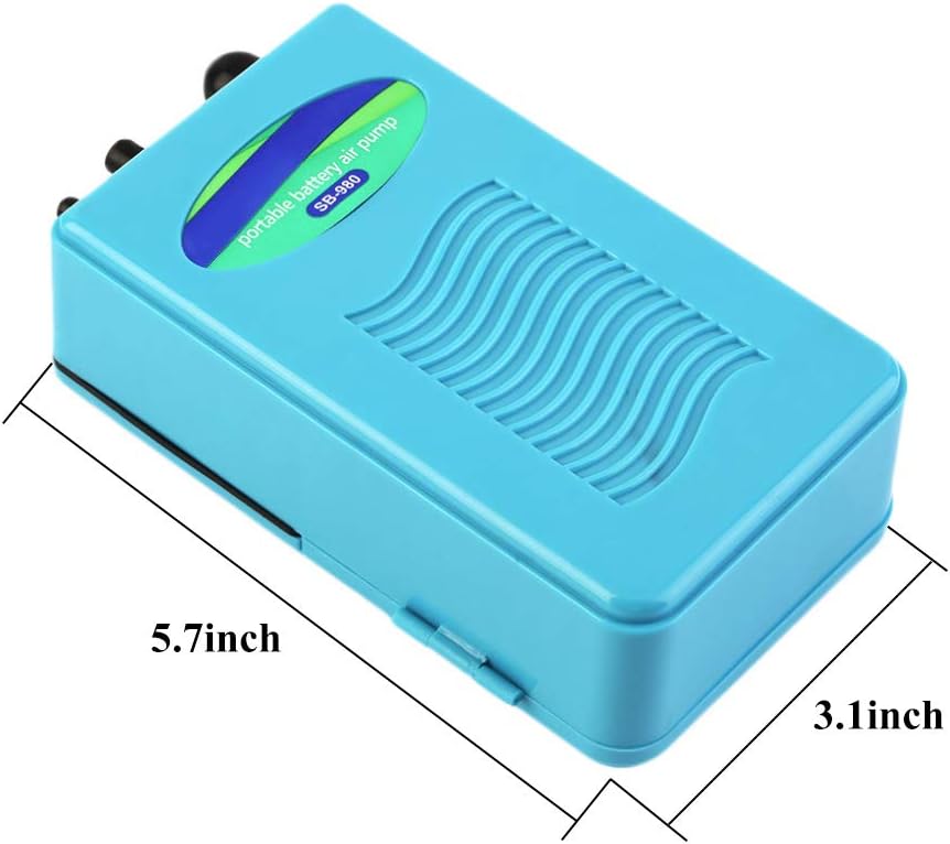 Portable Aquarium Air Pump 2 D Batteries Operated Backup Fish Tank Air Bubbler Power Outage Aerator Emergency Oxygen