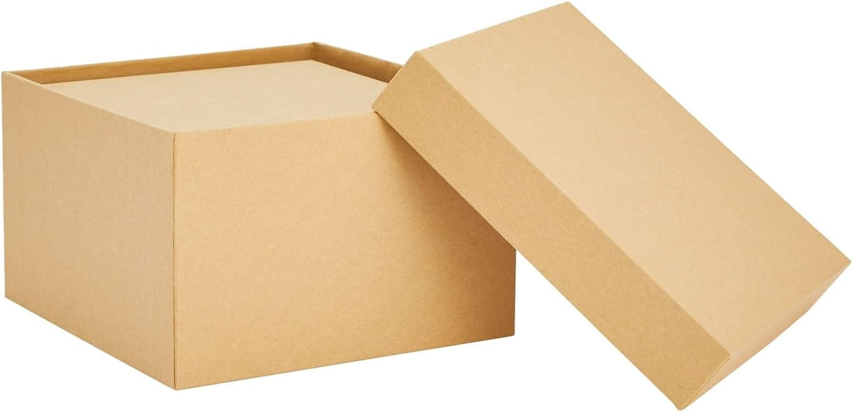 Square Nesting Boxes With Lids - Kraft Brown, Paperboard, 4-Pack, 6.5-3.5 In - Cardboard Nesting Gift Boxes for
