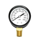 Joywayus Pressure Gauge 0 to 200 PSI Brass 1/4" Male NPT Thread Lower Mount, Multiple Function