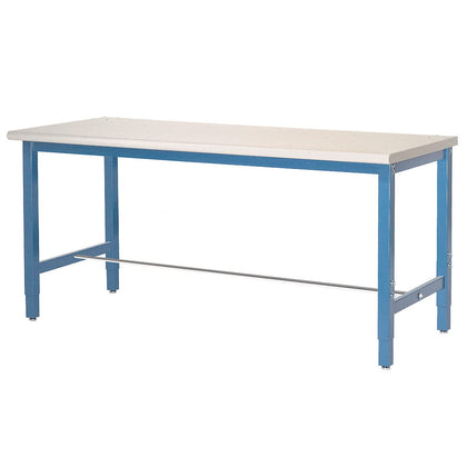 Adjustable Height Workbench, 72" W x 30" D, 1-5/8" Thick Plastic Laminate Top with Safety Edge, 5000 Lbs Capacity