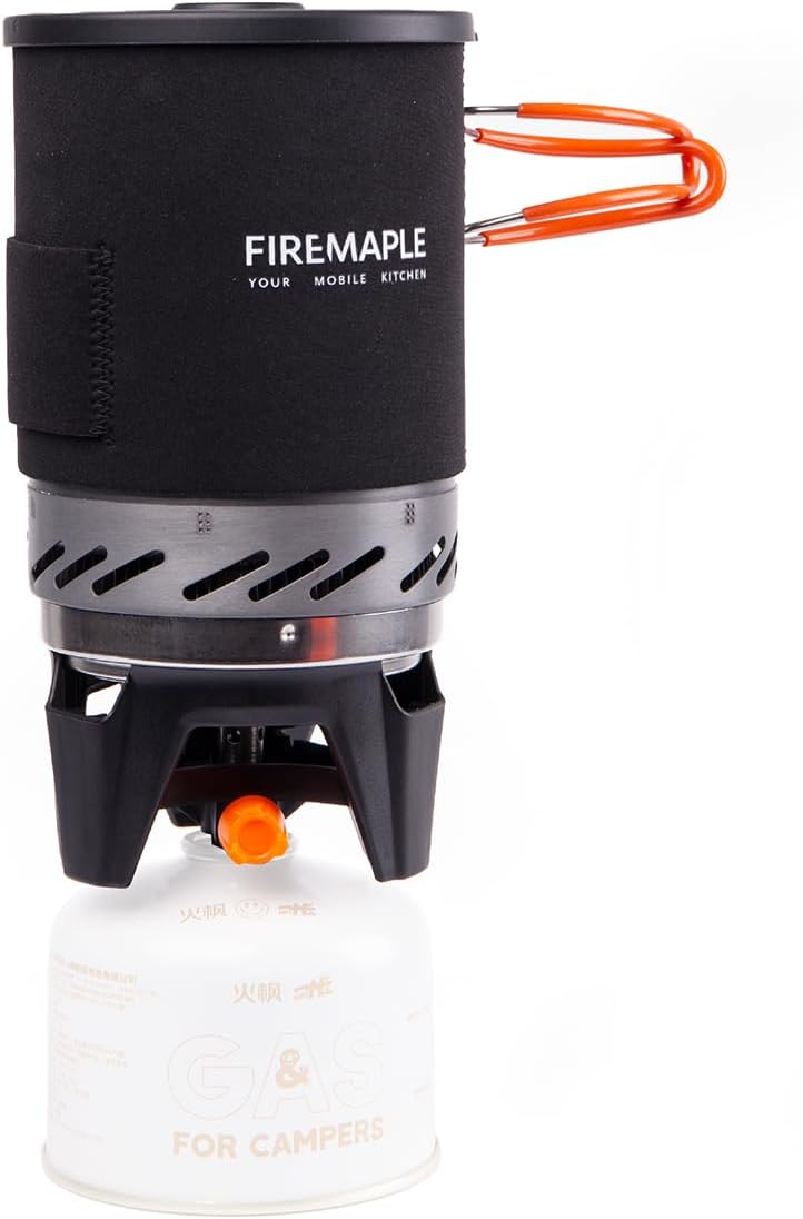 Fixed Star 1 Backpacking and Camping Stove System, Black 18oz | 30% Faster Boil with HX Base, Piezo Ignition, Safe &