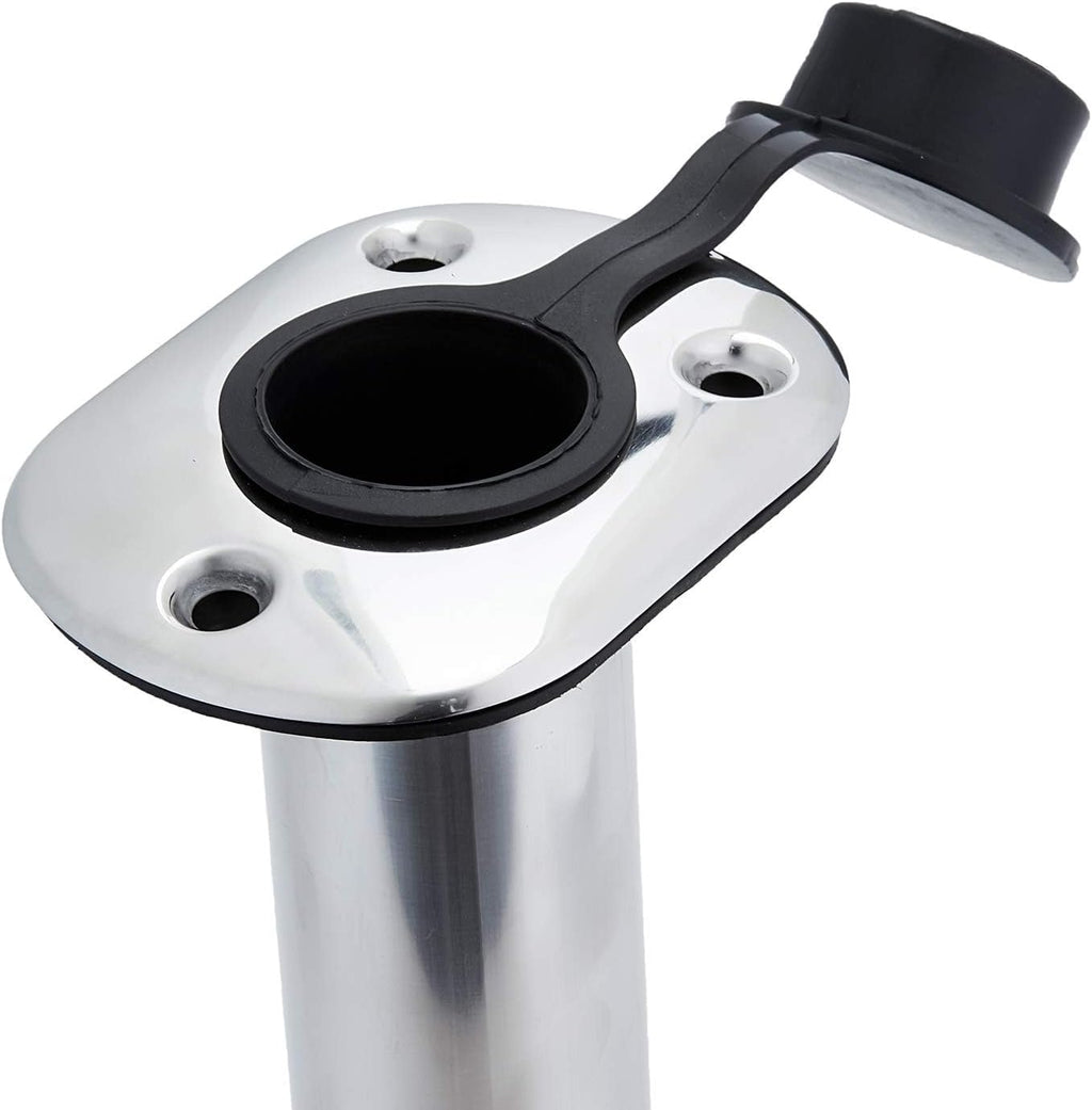 Stainless Steel Flush Mount Rod Holder with Rubber Cap (0 Degree)