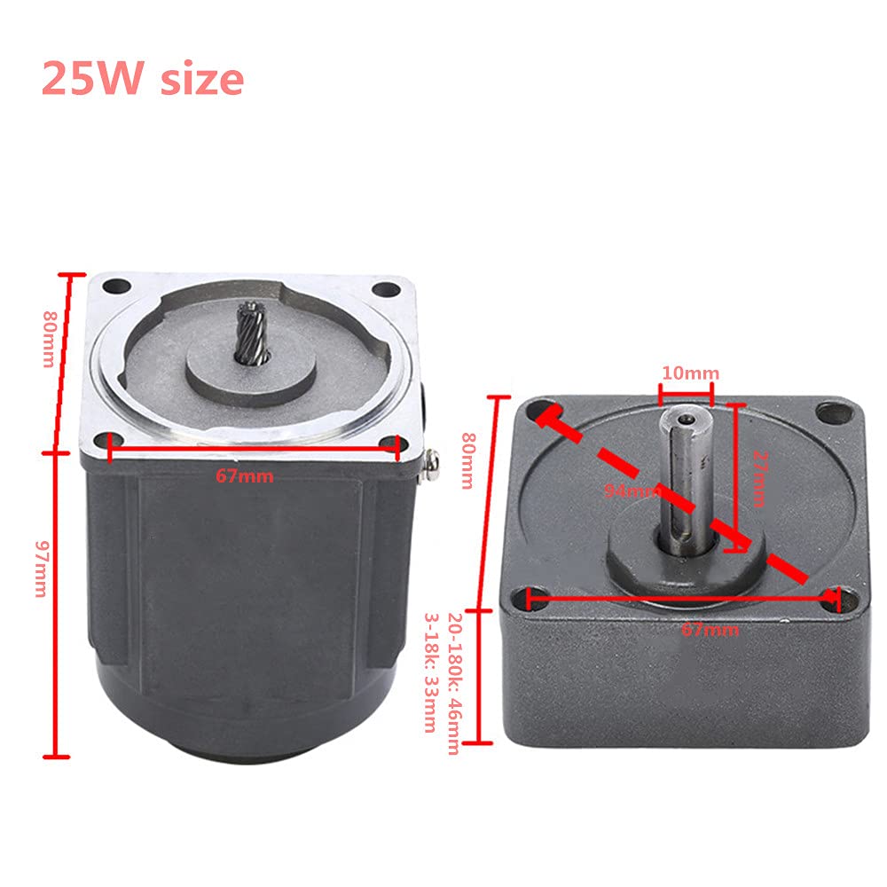 0-135RPM 25W 10K High Torque Variable Speed AC Gear Motor with Controller