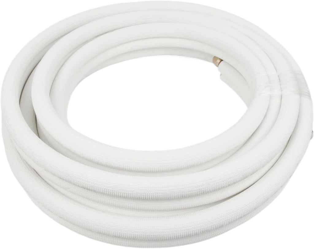 33 Ft. Mini Split Line Set 1/4" & 1/2" O.D. Twin Copper Pipes | without Fittings, 3/8" Thickened PE Insulated Coil