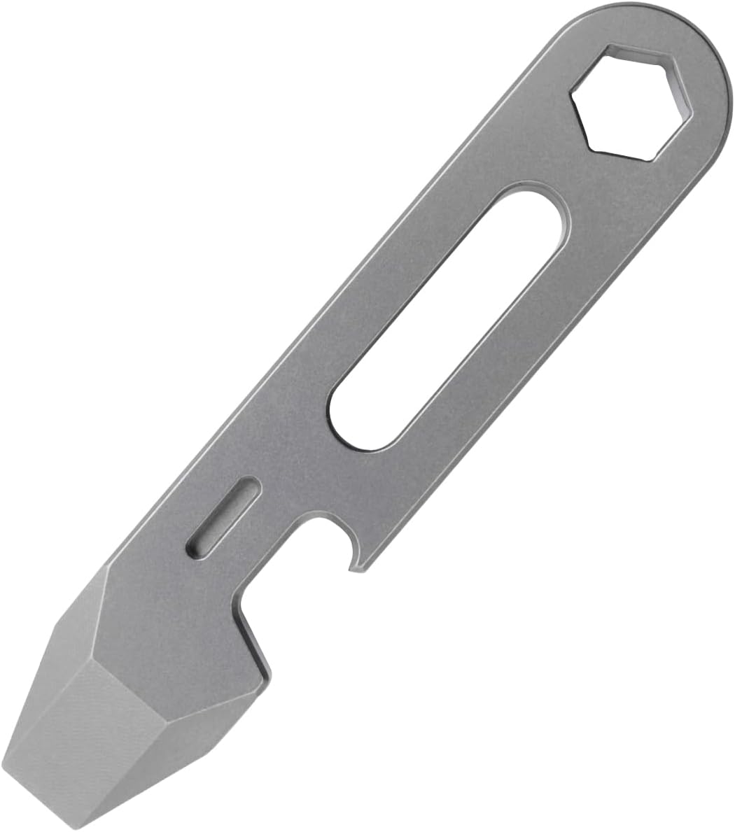 4-in-1 Titanium EDC Pry Bar Multitool with Bottle Opener, Hex Wrench & Ruler, Keychain Pocket Pry Tool for Everyday