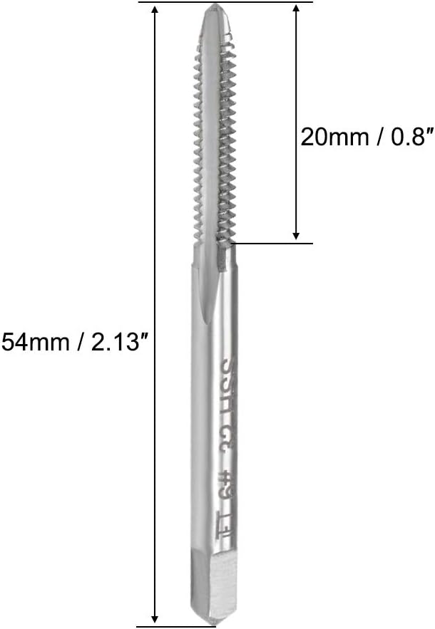 uxcell Machine Tap #6-32 UNC Thread 2B Class 3 Flutes High Speed Steel Screw Threading Tap Tapping Tool 5pcs