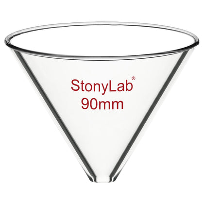 Glass Funnel, Thickened Borosilicate Glass Stemless Funnel with 90 mm Inner Diameter for Lab Use