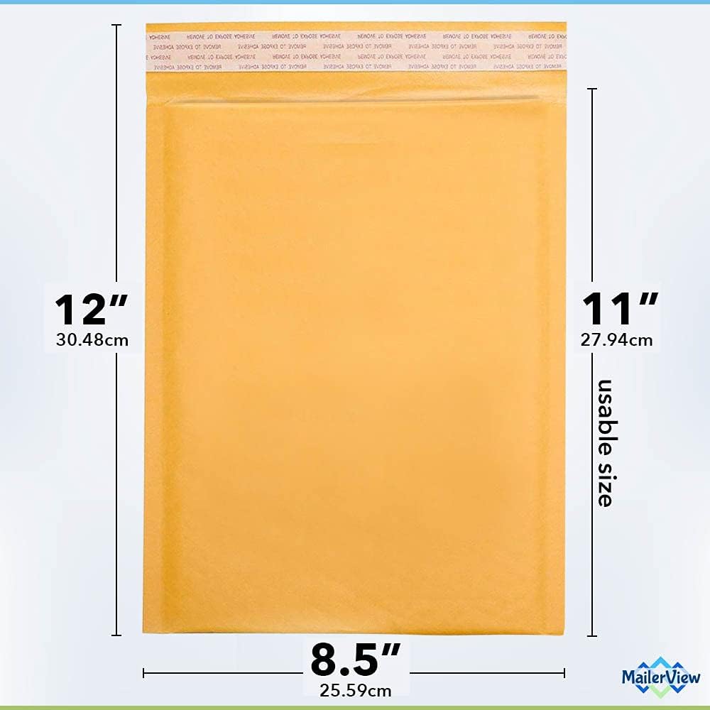 Kraft Bubble Mailers 8.5x12, Self Seal Padded Envelopes #2, 100 Pack Bulk