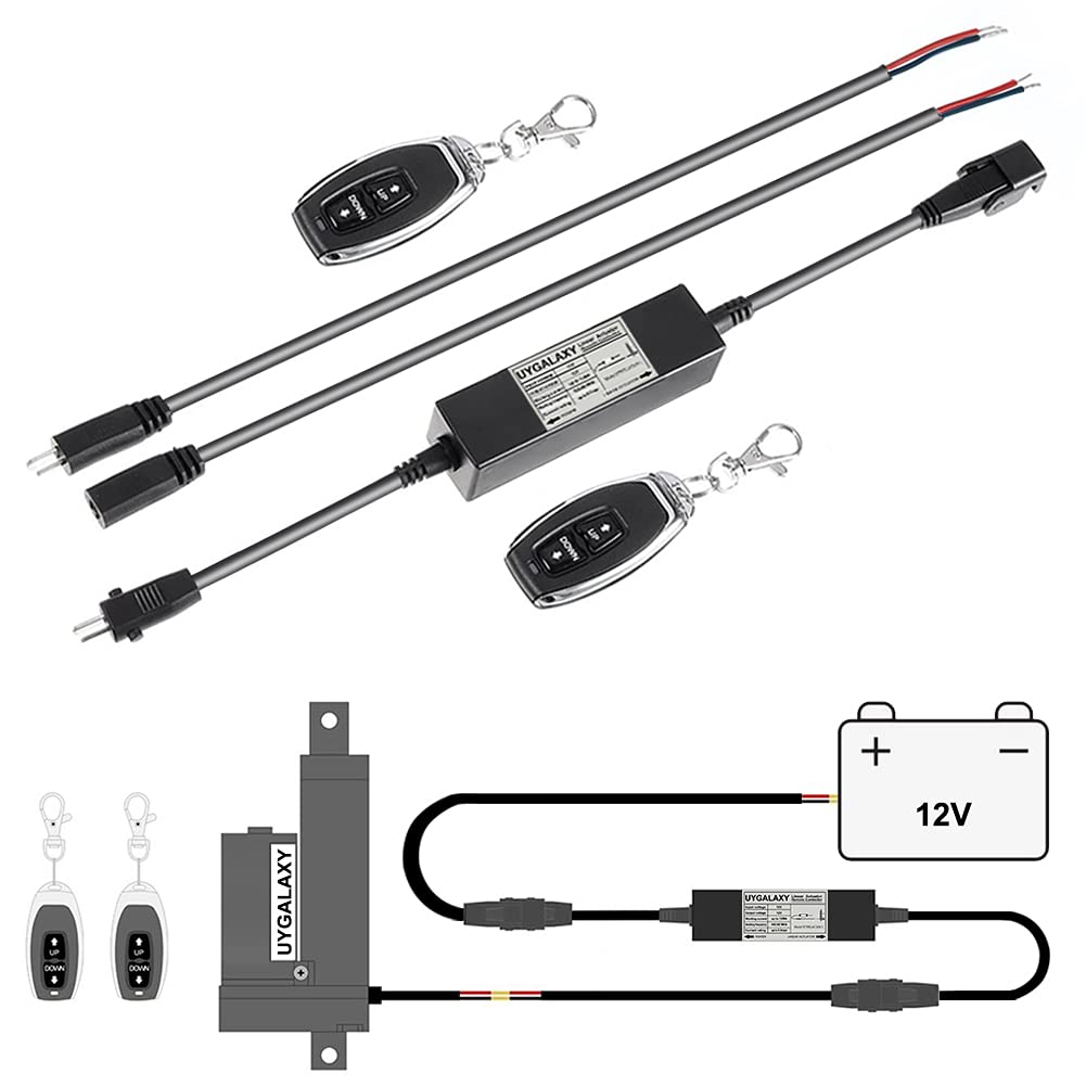 UYGALAXY Linear Actuator Controller DC Motor 12V Momentary Switch Forward/Reverse with 2 PC Wireless Remote Control DPDT Relay for Motors