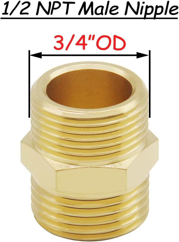 Uenede Brass 1/2 inch NPT Ball Valve and Nipple 600 WOG, 1PCS