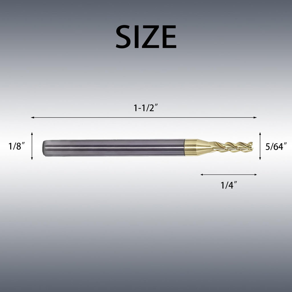 NZ 3 Flute 5/64" Solid Carbide Square End Mill ZrN Coated, 5Pcs