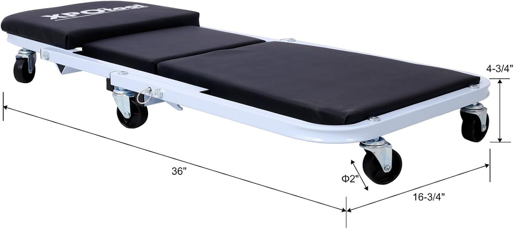 2-in-1 Mechanic Creeper and Stool, 36" Z Creeper Seat, 300 lbs Capacity, Low Profile Design with 6 Smooth-Rolling