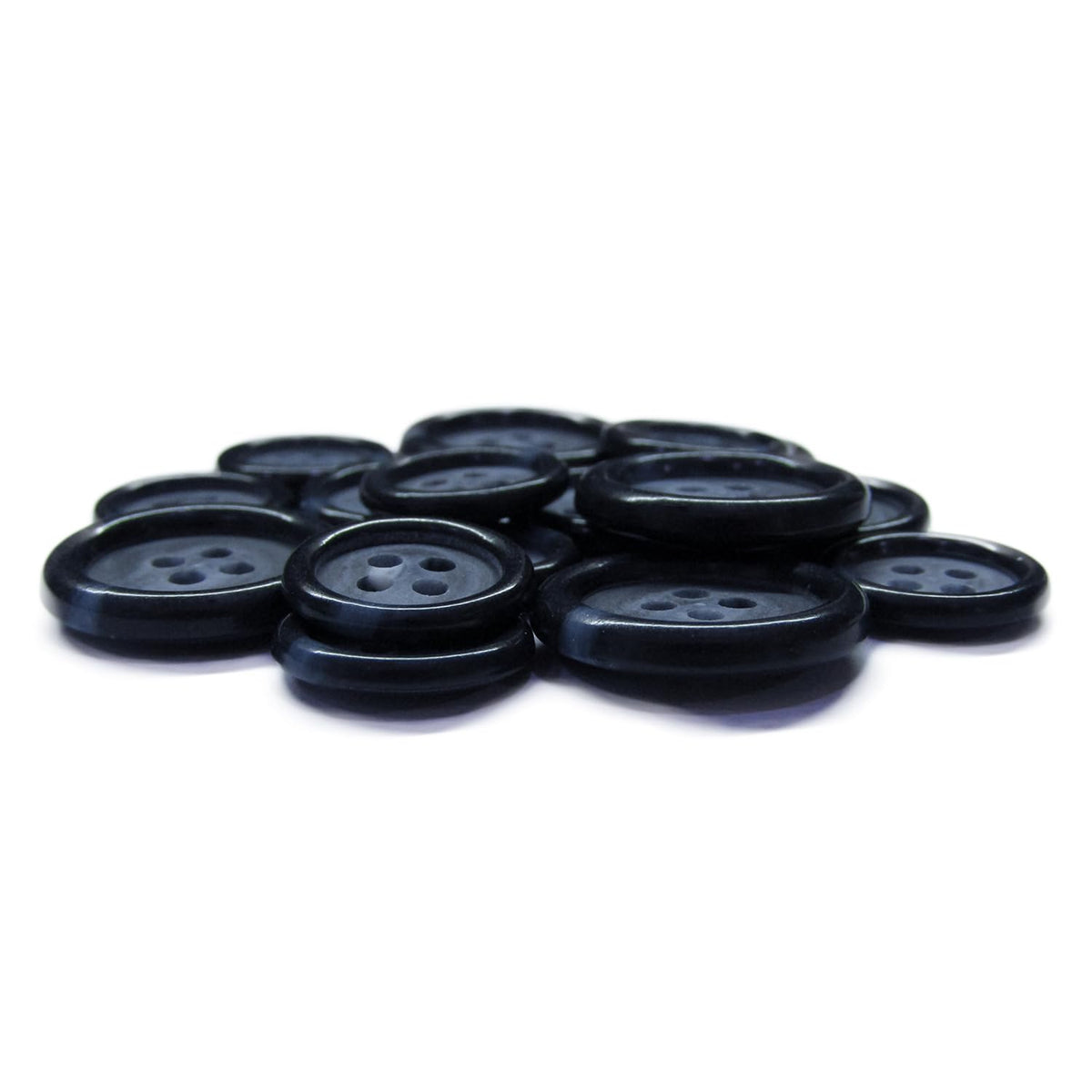 Luxury Suit Buttons 16 Pack, Bone Look Glossy 4-Hole Set, Blue Navy
