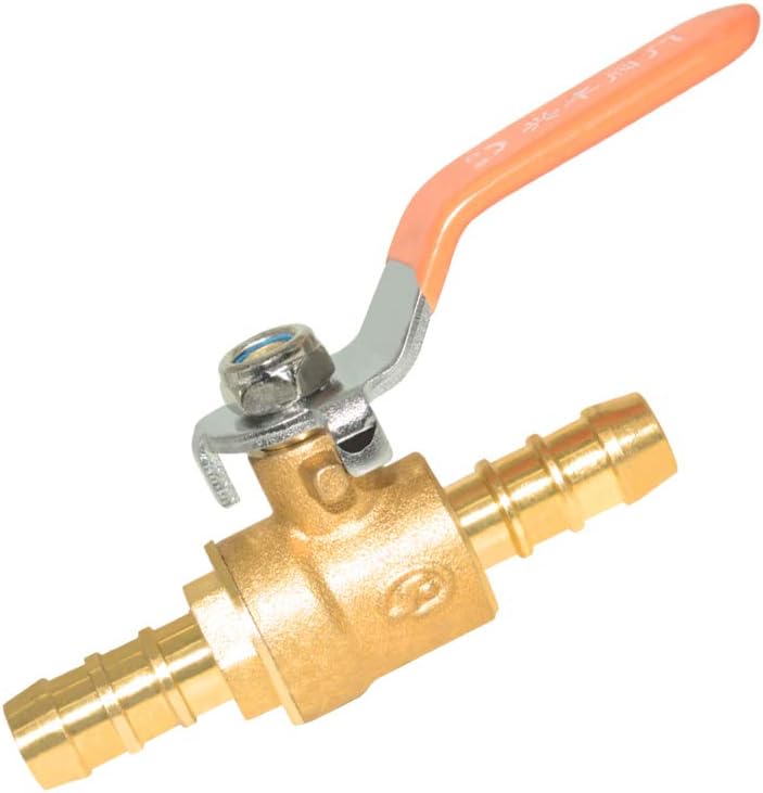Hooshing 2 Pack 1/2" Hose Barb Brass Mini Ball Valve Shut Off Valve & Clamp