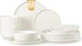 Plates and Bowls Sets, 12 Pieces Ceramic Dinnerware Set for 4, Stoneware Dishware Dishes Set, Scratch Resistant