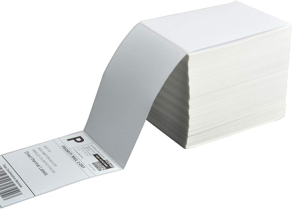 4x6 Thermal Labels Fanfold, 1000 Direct Thermal Shipping Labels | Pack of 1000 4x6 Fanfold Thermal Labels, Perforated