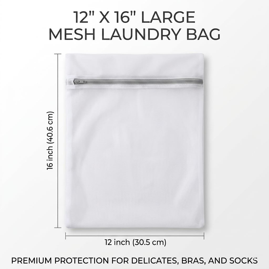 12x16 Small Mesh Laundry Bags for Delicates, 4-Pack – for Lingerie, Bras, Socks & Swimwear – 120GSM Honeycomb Mesh