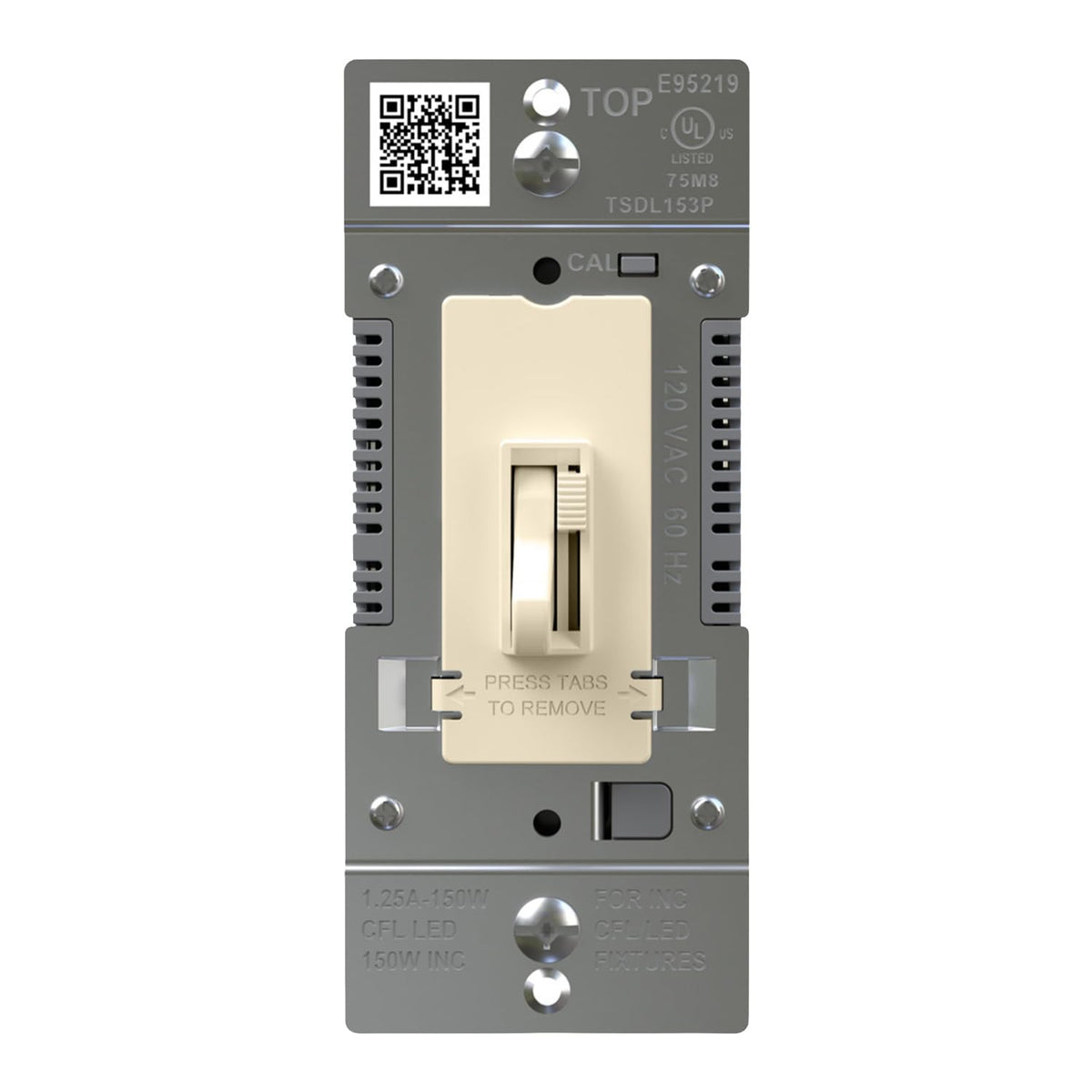 Legrand 150W Toggle LED Dimmer Light Switch Flicker-Free Ivory 1-Pack