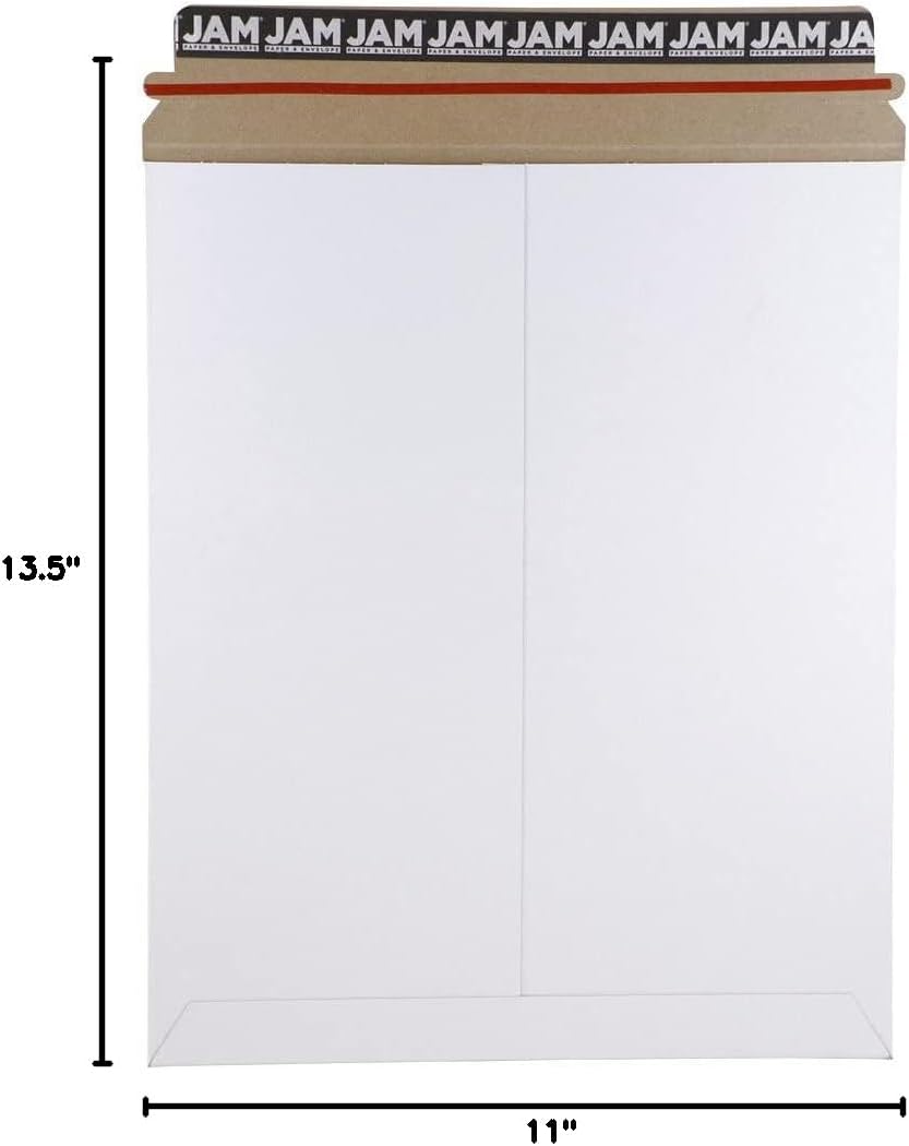 Stay-Flat Photo Mailer Envelopes with Peel & Seal Closure - 11 x 13 1/2 - White - 6 Rigid Mailers/Pack