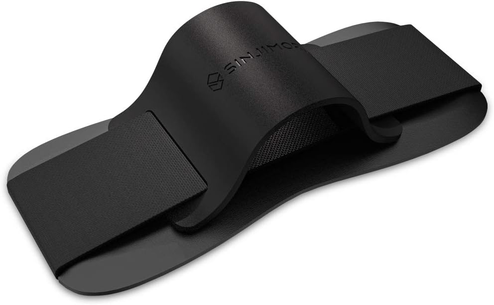 Phone Grip with Silicone Band, Holder & Kickstand, Black | Sinji Grip Silicone, adhesive finger strap for