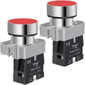 Gebildet 2pcs 1 NC 22mm Momentary Push Button Switch SPST Red 660V 10A