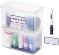 Konnect Storage Containers with Lids, Office Organizer, Clear Plastic Box, Desk and Home Organizer, Labels, 4 Qt, 2 Pack