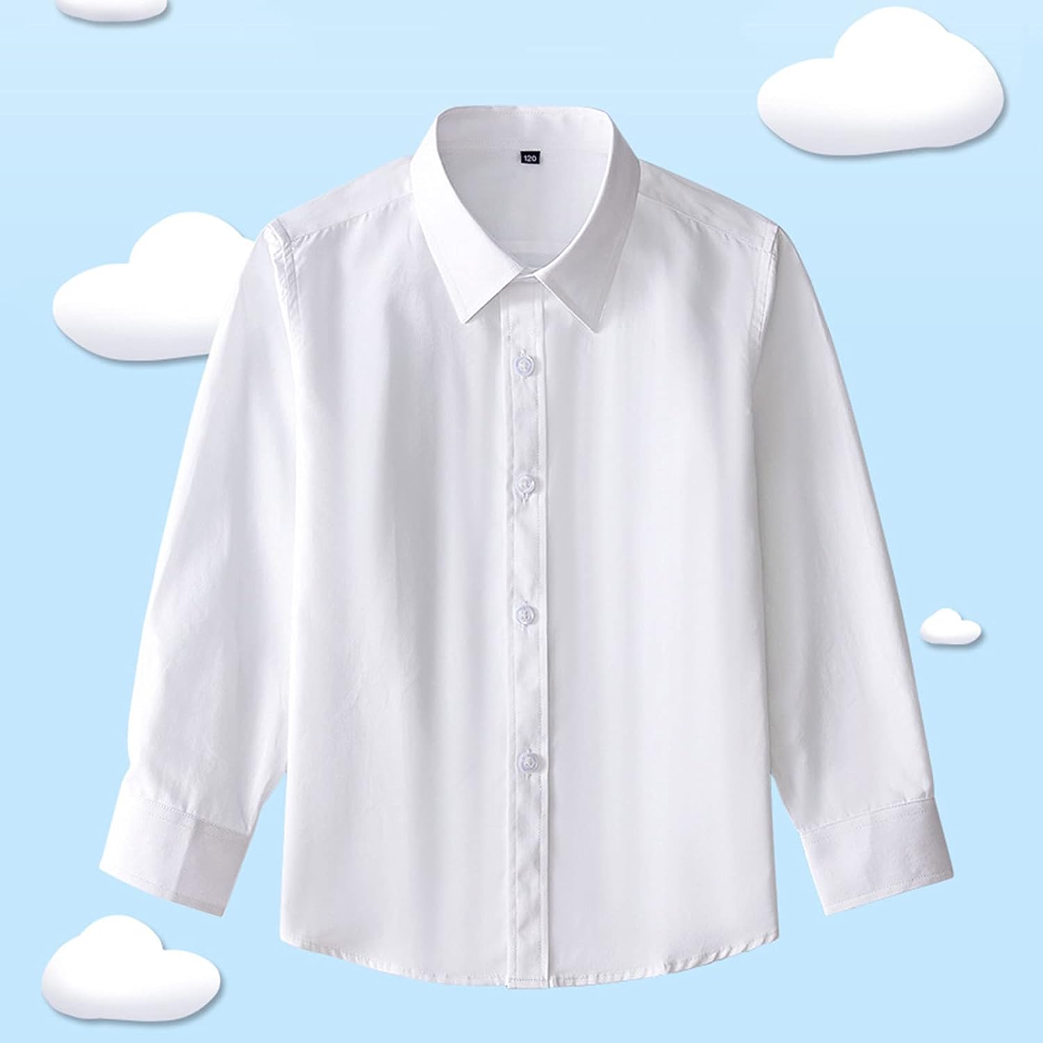 Teen Girls Boys Classic Dress Shirt Long Sleeve Button Down School Uniform Formal Oxford Shirt Kids Soild Collared Top