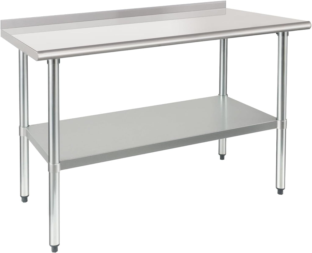 HARDURA Stainless Steel Prep & Work Table 24 x 48 Inches Backsplash