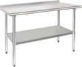 HARDURA Stainless Steel Prep & Work Table 24 x 48 Inches Backsplash