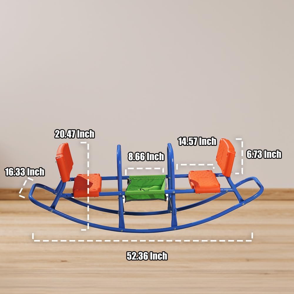 Double Rocking Seesaw – 2-Seater Teeter Totter for Kids Ages 3-5 – Outdoor Ride-On Playground Toy for Two Children –