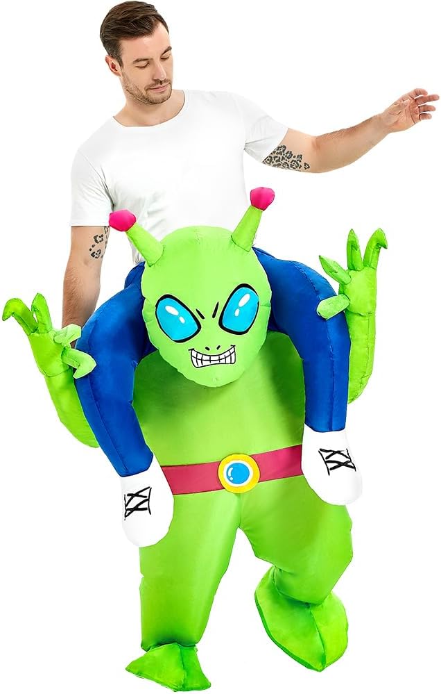 Inflatable Alien Costume Adult Ride On Blow Up Halloween Suit | Lightweight Polyester Quick Inflation Funny for