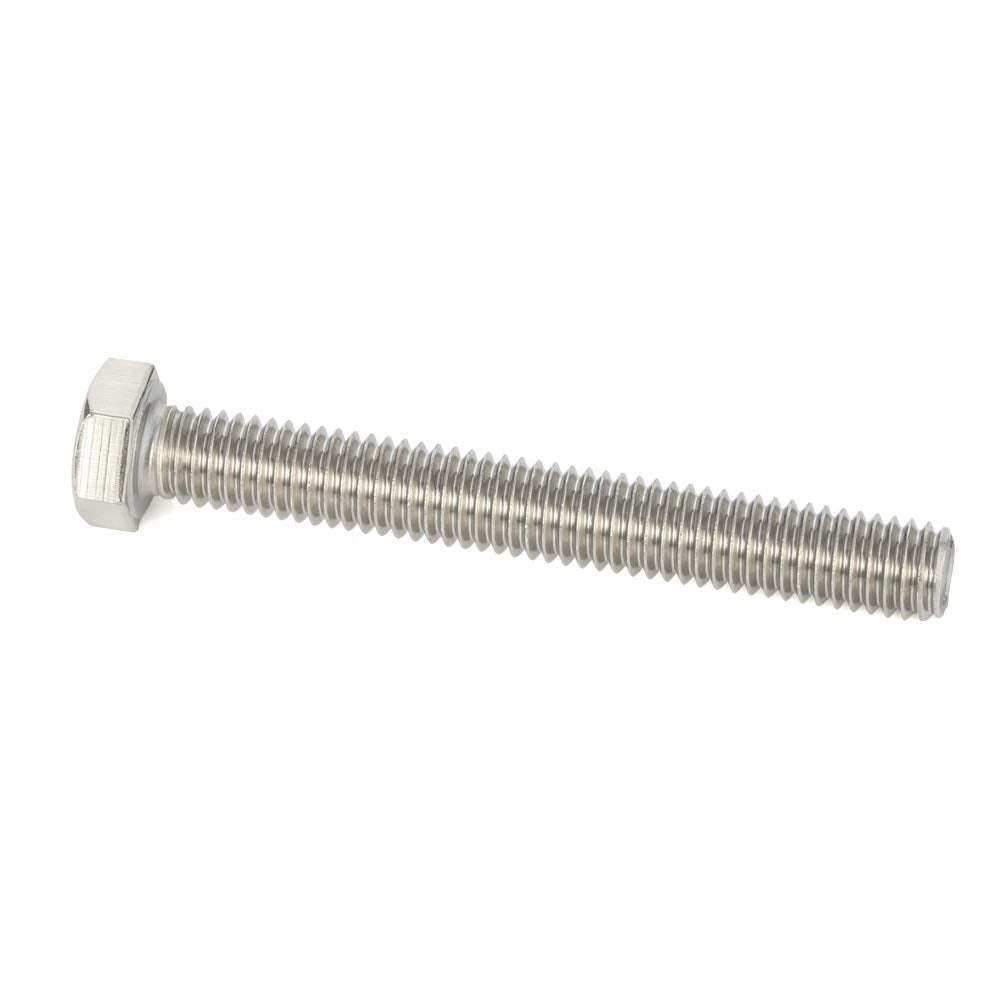 Mellewell 1/2-13 x 3 Hex Head Screw Bolt, Fully Threaded, Stainless Steel 18-8 (304), Plain Finish, Quantity 4