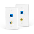 VCE UL Listed Coax and Ethernet Wall Plate CAT6, Blue 2-Pack
