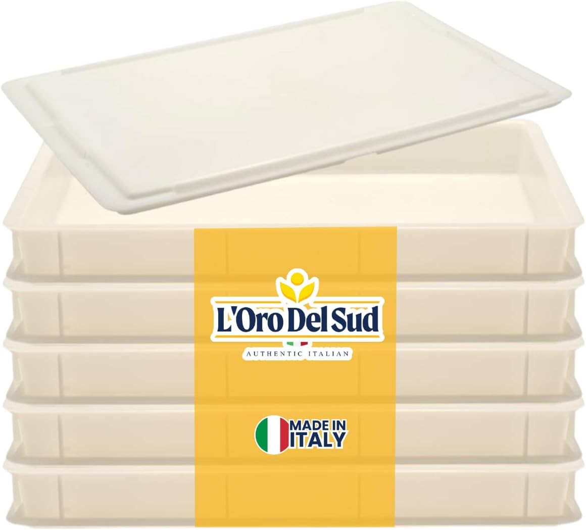 Commercial Dough Proofing Box Tray with Lid, White, 5 Pack