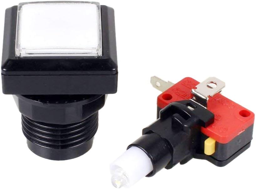 10x Arcade Square Shape LED Illuminated Push Button with Micro Switch Compatible for Arcade Machine Gaming Video Game