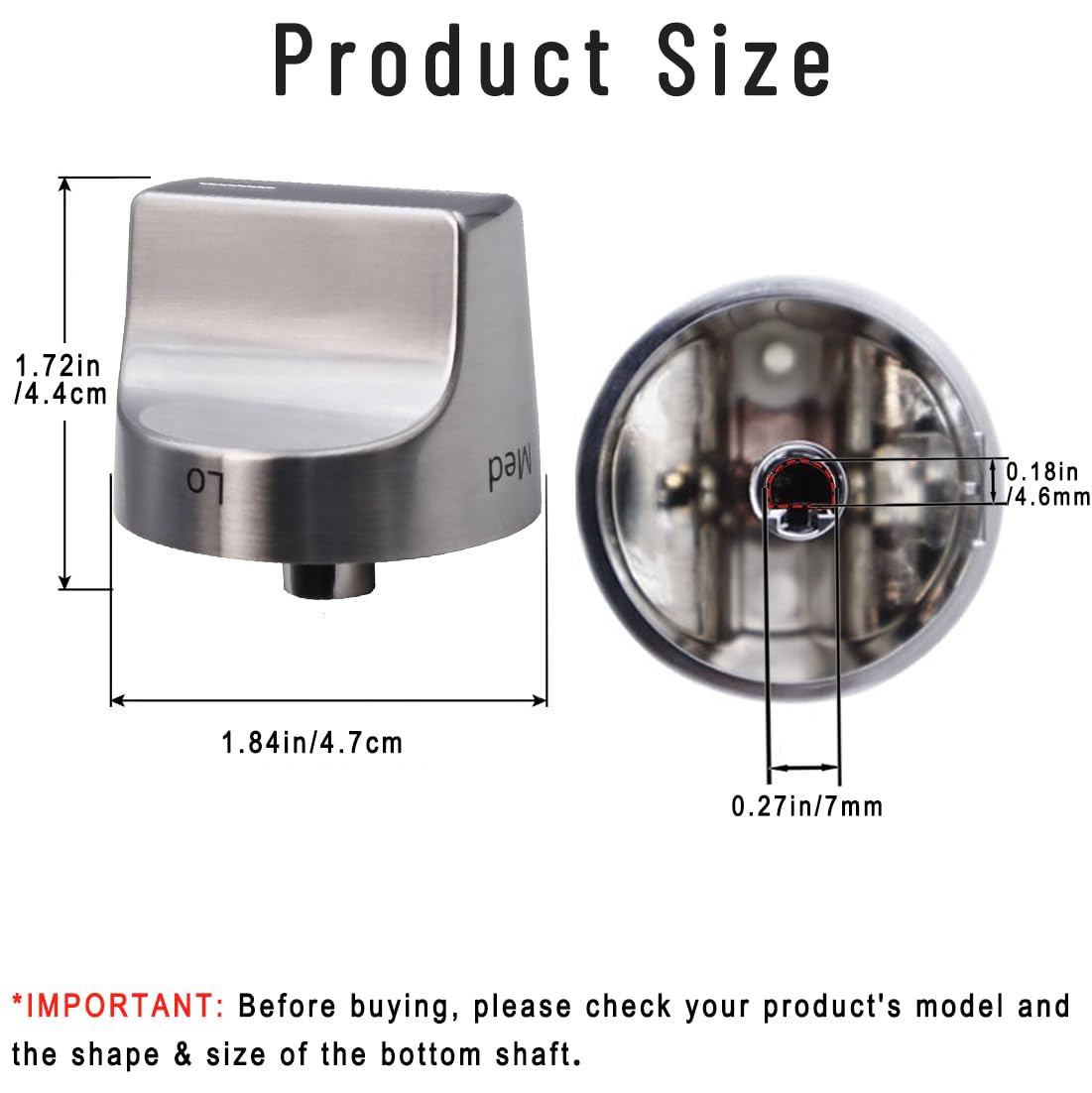Stove Oven Knobs Replacements for Whirlpool Gas Range, 2 Pack