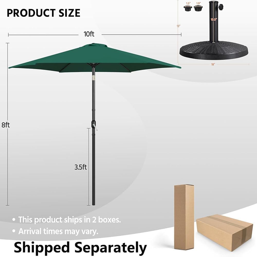 10FT Patio Umbrella with 22lb Umbrella Base Included, Outdoor Market Umbrella with Push Button Tilt, Crank and Sturdy