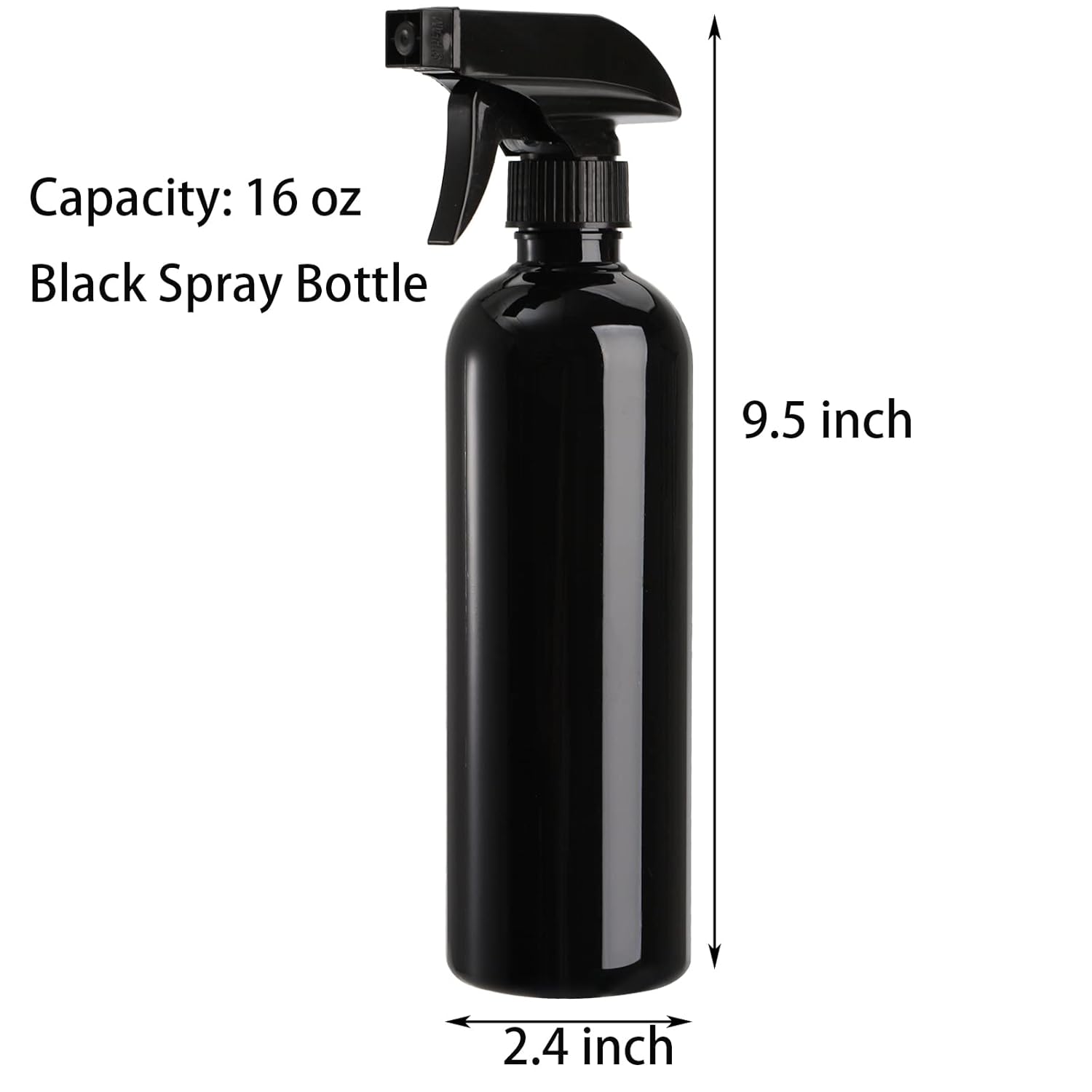 12 Pack Empty Spray Bottles, 16oz Plastic Durable Black Spraying Bottles with Mist and Stream Option, Leak-proof