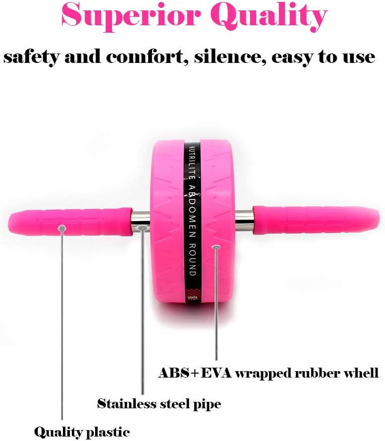 Ab Roller Wheel for Abs Workout - Complete Home Gym Set with AB Wheel Roller, Knee Mat, and Jump Rope (Pink)