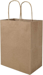 Brown & Color Each 100 8x4.75x10 inch Plain Medium Paper Bags with Handles Bulk
