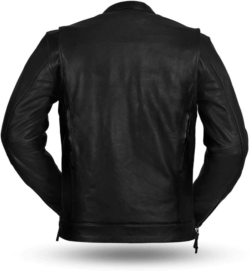Mens Motorcycle Leather Riding Jacket | Leather Motorcycle Biker Jacket Men (XL)