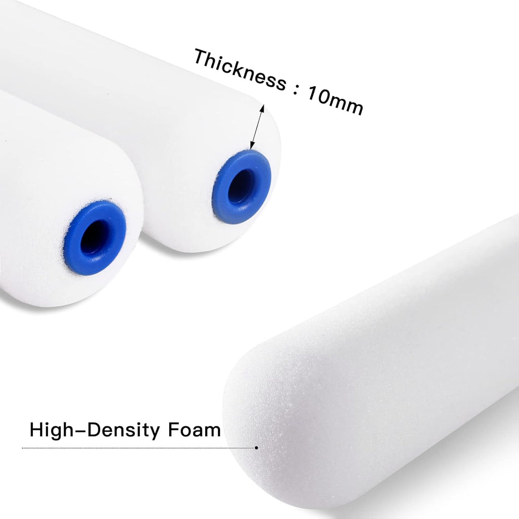 4 Inch Foam Paint Roller Kit, 8 Pack - Mini Roller Set with 4” Small Roller Covers, Frame, Tray & Liner for Smooth