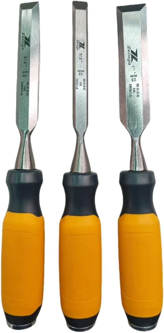 25-428 3 Pc. Pro Premium Wood Chisel, Carving Carpenter Set, Professional Grade Tools for Precision Crafting and