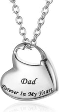 Cremation Urn Necklace for Ashes Urn Jewelry,Forever in My Heart Carved Stainless Steel Keepsake Waterproof Memorial