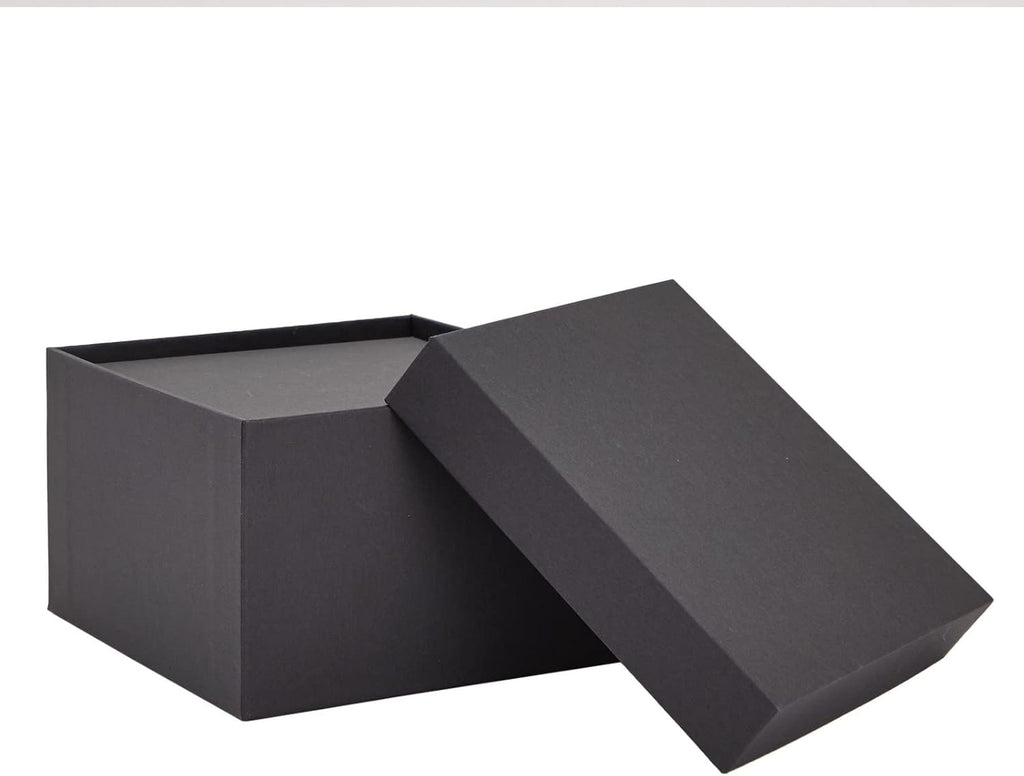4-Pack Square Nesting Boxes with Lids - Assorted Sizes, 6.5 to 3.5 in - Black - Space-Saving Stacking & Nesting Gift
