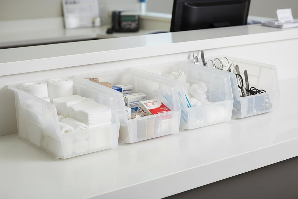 9.5" x 6" x 5" Plastic Stackable Storage Bin, Clear