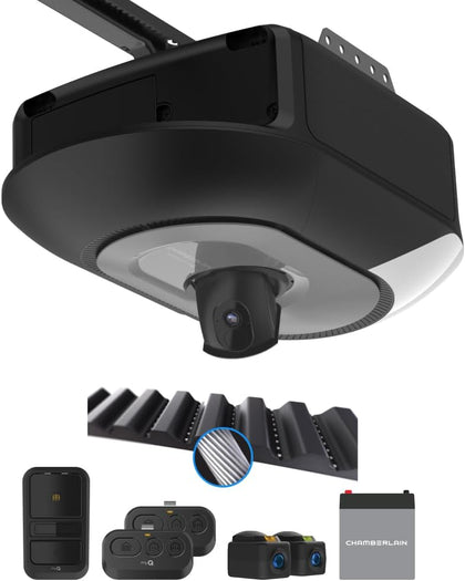 1 HP Belt Drive Smart Garage Door Opener with Built-in Camera, Single LED Lighting, Battery Backup, and myQ Connectivity